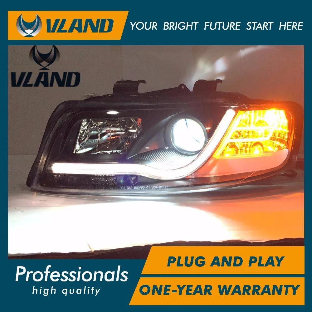 Vland factory для Audi A4 фары 2001 2004 светодиодные DRL линзы с двойным лучом H7 Ксеноновые