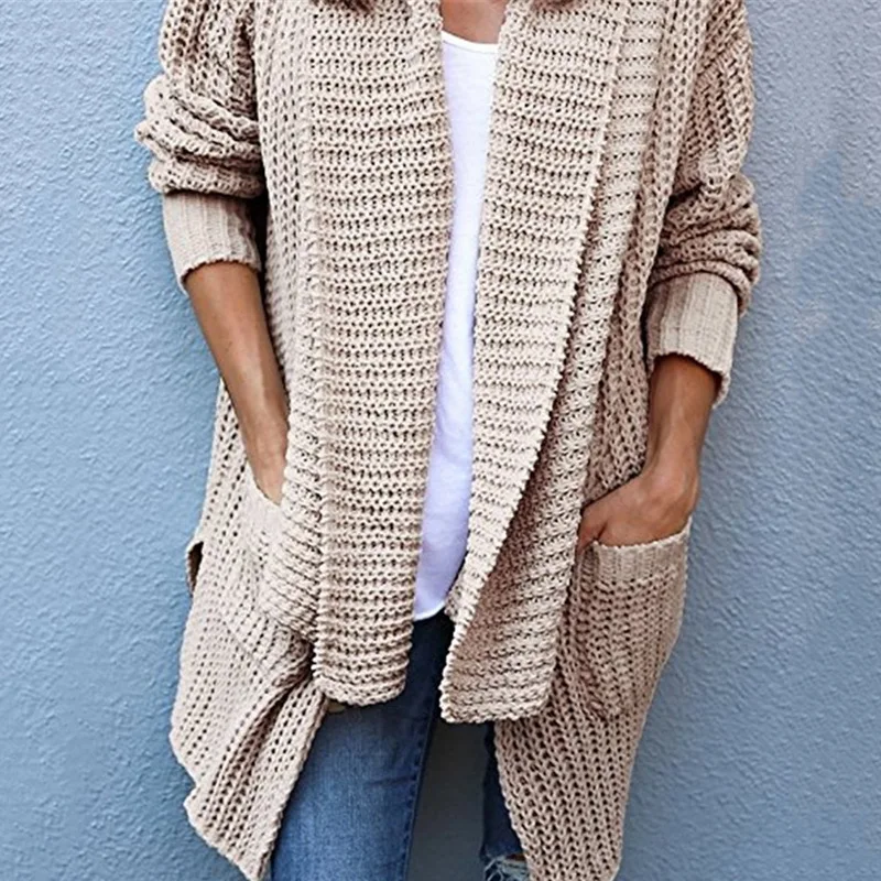 Длинный кардиган женский свободные кимоно Повседневное Вязание вязаный джемпер
