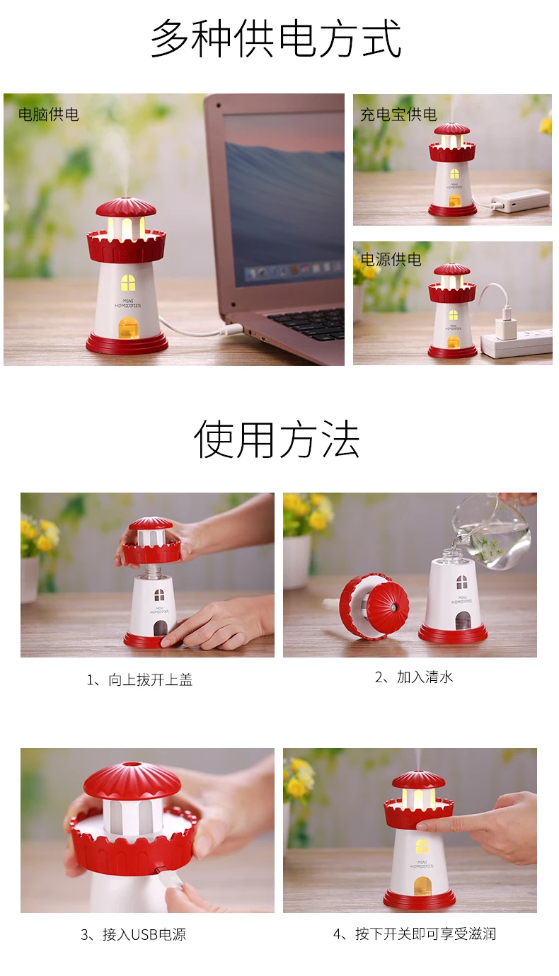 150 мл лампа увлажнитель воздуха Lighthouse USB Led воздушный диффузор очиститель распылитель башня эфирное масло диффузор для дома difusor de aroma