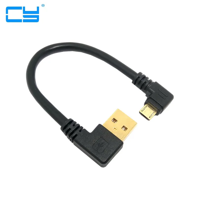 

15CM Gold Plated USB 2.0 Charger Cable Right Angle Card 90 Male Micro Left Sync Cable Degree Data USB Charging Corner To X8E9