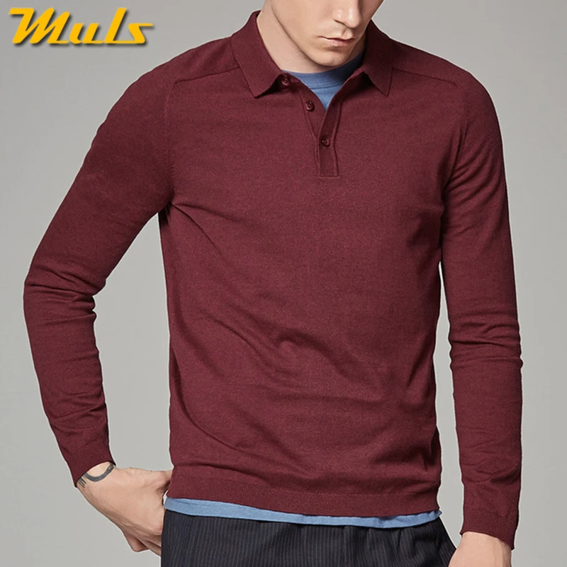 Мужские пуловеры поло 9 цветов базовый Хлопковый вязаный свитер с длинным