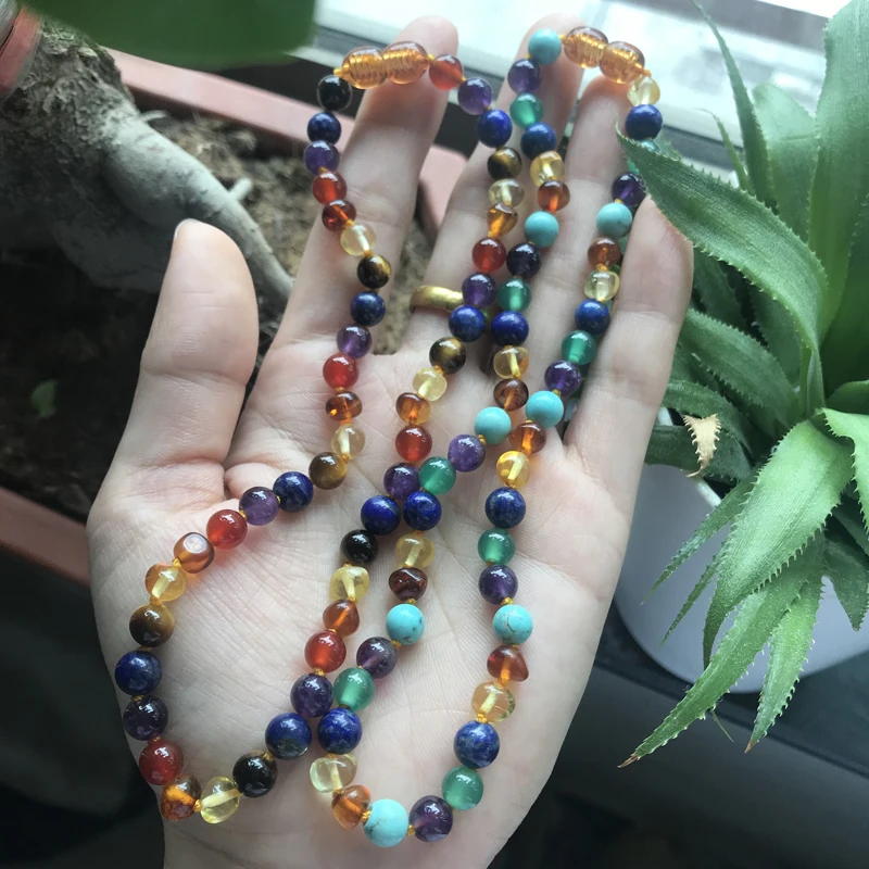 Yoowei новое ожерелье из натурального янтаря с аметистом Лазуритом красочные