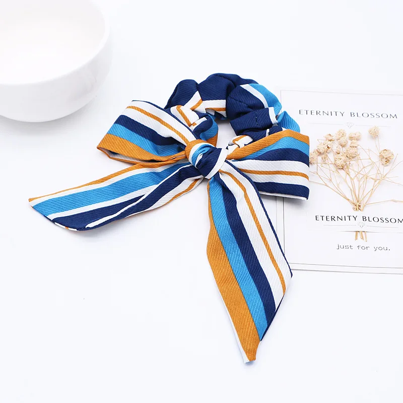 F-Dark blue Женская лента для банта на волосы, кольцо для волос, модные женские волосы, трикотажные резинки для волос, конский хвост, галстук, эластичная резинка для хвоста, аксессуары для волос - Цвет: F-Dark blue