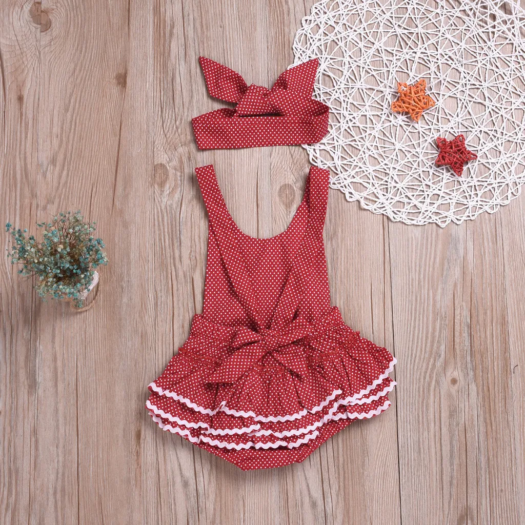 Детский комбинезон без рукавов в горошек + повязка на голову комплект одежды для