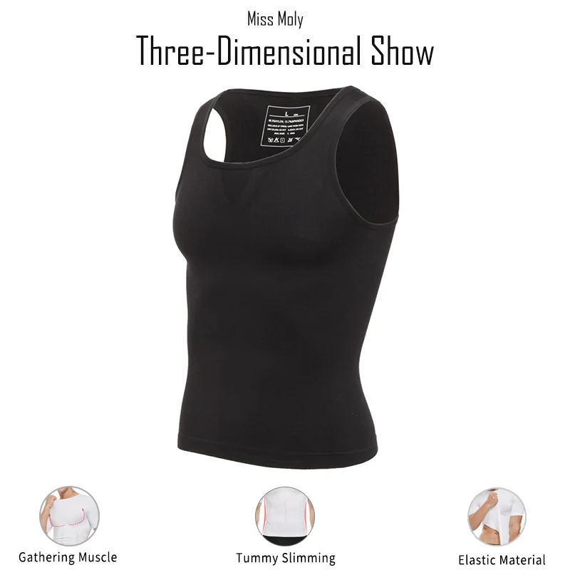 Black Sleeveless Мужское Корректирующее белье для похудения, Корректирующее белье с контролем живота, моделирующее нижнее белье, Корректирующее белье, корсет для коррекции осанки - Цвет: Black Sleeveless