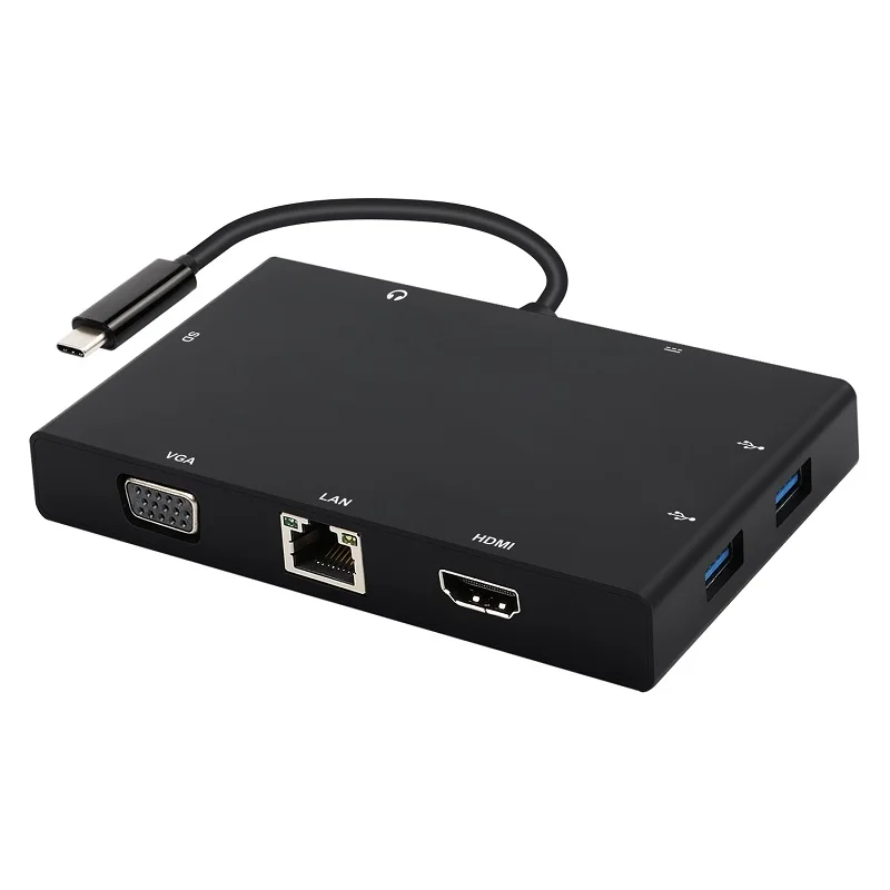 

USB Type C HUB к RJ45 4K VGA Ethernet USB 3,0 SD кардридер 3,5 мм разъем PD донгл для Macbook USB-C HDMI-совместимый адаптер
