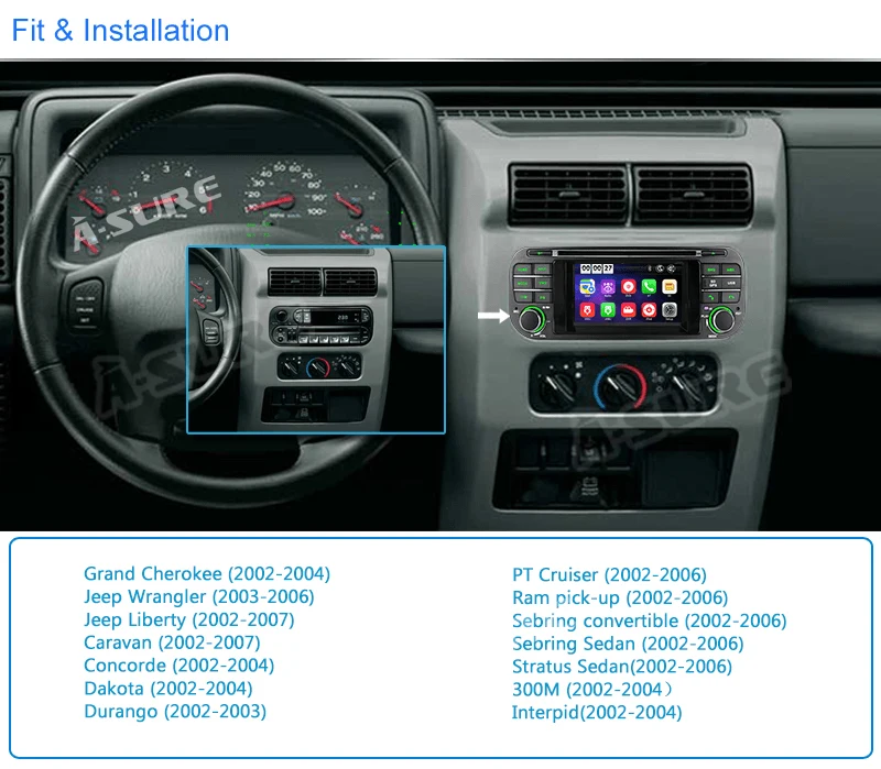 A-Sure 16 Гб rom 4,3 дюймов радио gps автомобильный DVD стерео навигатор для Jeep Grand Cherokee Jeep Wrangler Dodge Chrysler 2003-2006