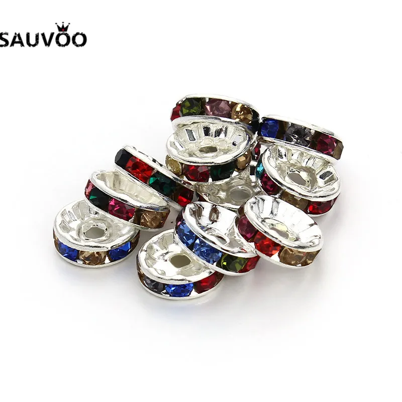 Золотистые/Серебристые плоские бусины-разделители SAUVOO 50 шт. 6 мм 8 10 12 для