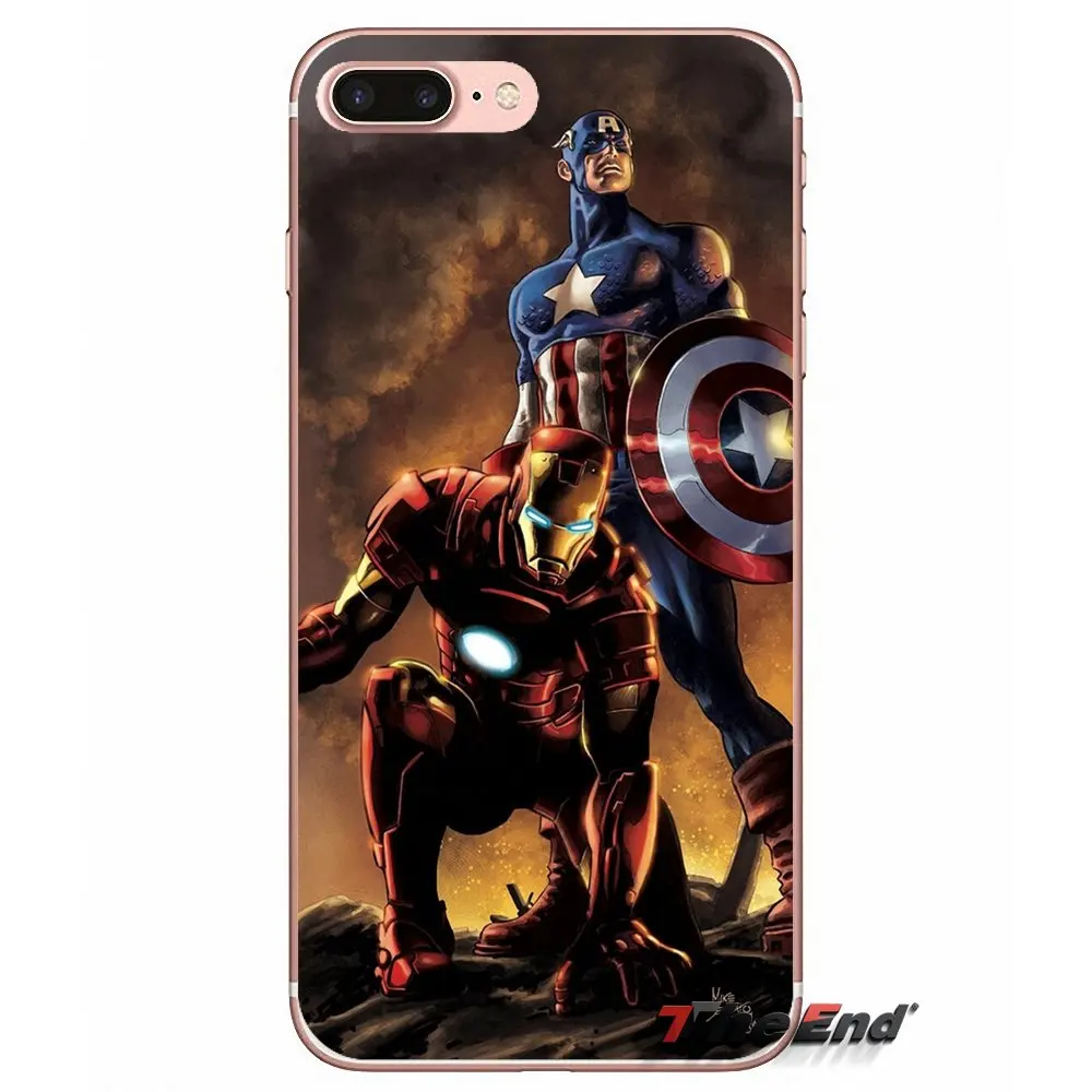 For Huawei G7 G8 P7 P8 P9 Lite Honor 4C 5X 5C 6X Mate 7 8 9 Y3 Y5 Y6 II 2 Pro 2017 Iron Man and Captain America TPU Soft Case | Мобильные