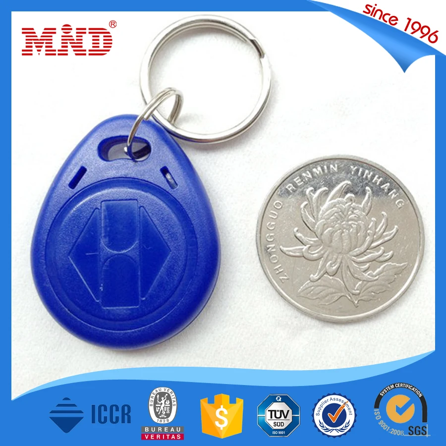 

13.56mhz rfid keyfob blue/yellow S50 read only RFID Keyfobs for door access control rfid key fob tags