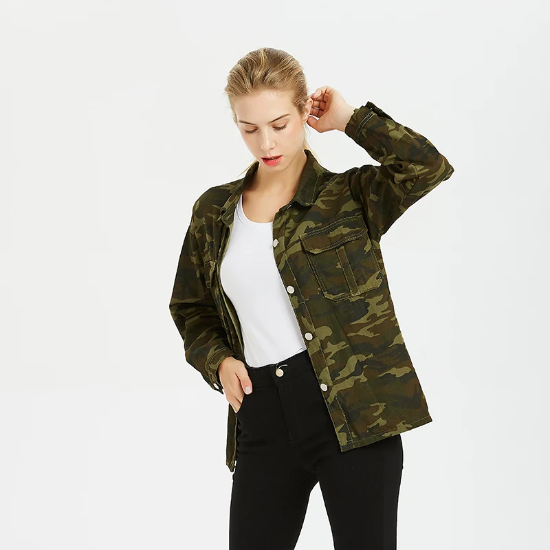2020 Women Blouses Spring Cotton Casual Turn-down Collar Camouflage Shirt Women Tops Blusas Mujer