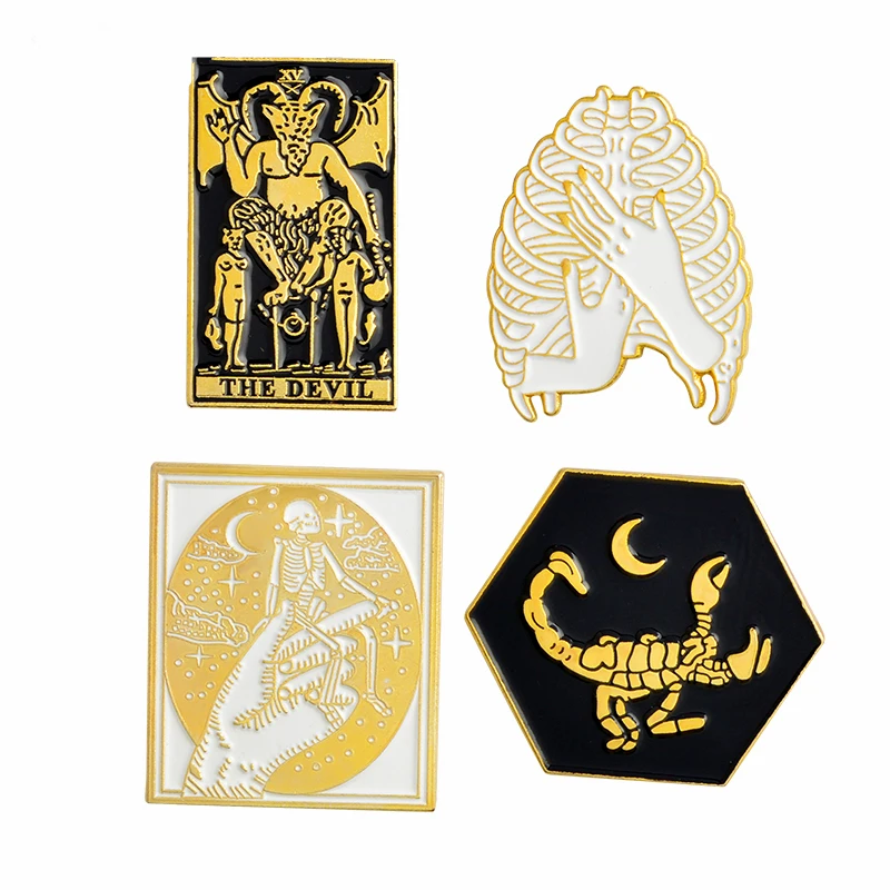 Заколка Для панка дьявол pin Скорпион черепа грудная клетка руки брошь для