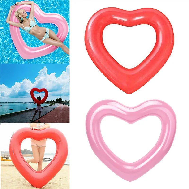 

Inflatable Swim Ring Heart Shaped Float Raft Wear-resistant Thicken Safe Water Toys MC889
