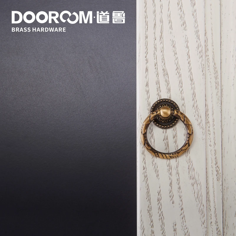 Простой медный цельный кольцевой шкаф деревянный ящик для шкафа маленькая ручка