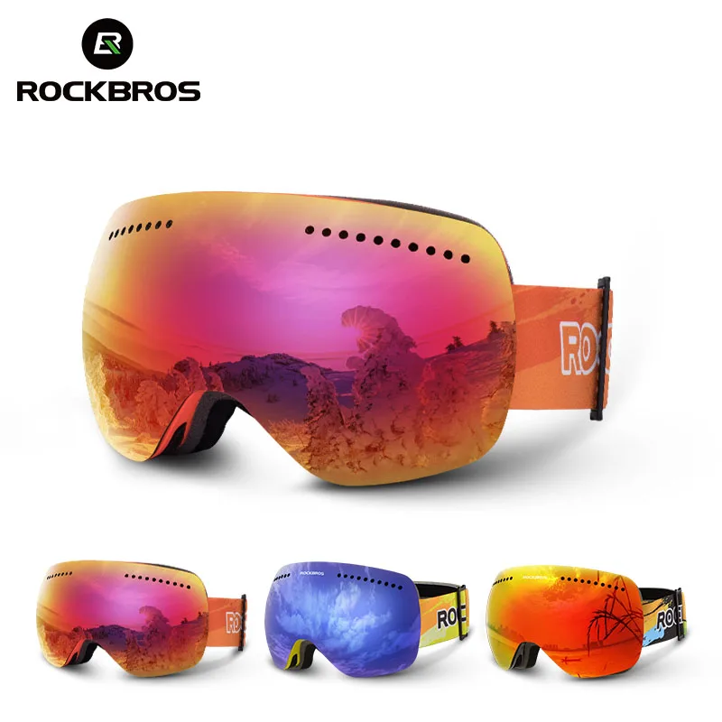 ROCKBROS лыжные очки сноуборд Анти туман ветрозащитные для снега маска снегохода при