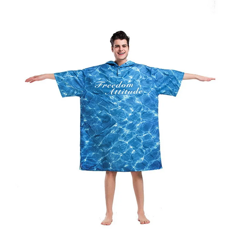 Купальный халат с волнистым принтом банное полотенце модное пляжное капюшоном