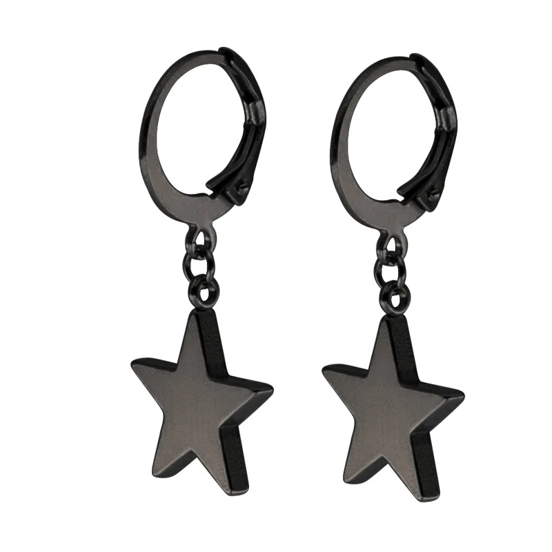 E Black 13mm Модные серьги из нержавеющей стали, римская цифра, якорь, Череп, звезда, Подвеска для женщин, классические кольца, подарочные украшения для ушей, 2 штуки - Окраска металла: E Black 13mm