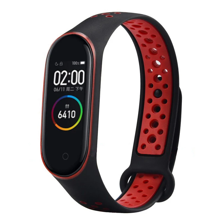 Black red Модный силиконовый сменный ремешок для часов, ремешок для xiaomi mi, браслет 4 mi Band 4, браслет, спортивный Браслет Для xiaomi Band 4, унисекс - Цвет ремешка: Black red