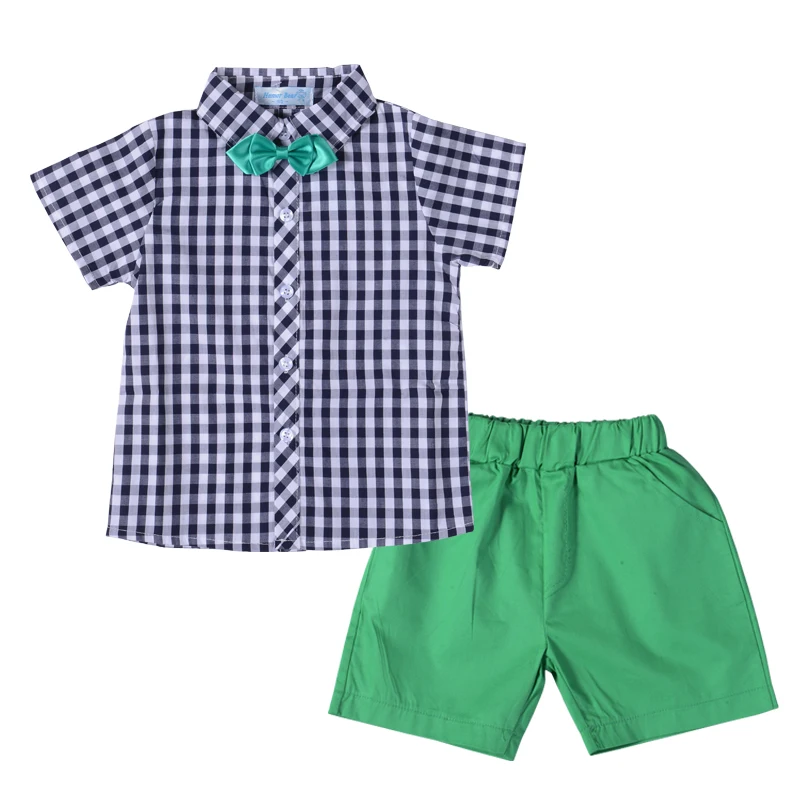 2019 Summer Newest Design Baby Boys Clothing Set Ropa De Bebe Plaid Shirt Top+Short Pants Suit Vestido Sets 2-6T |