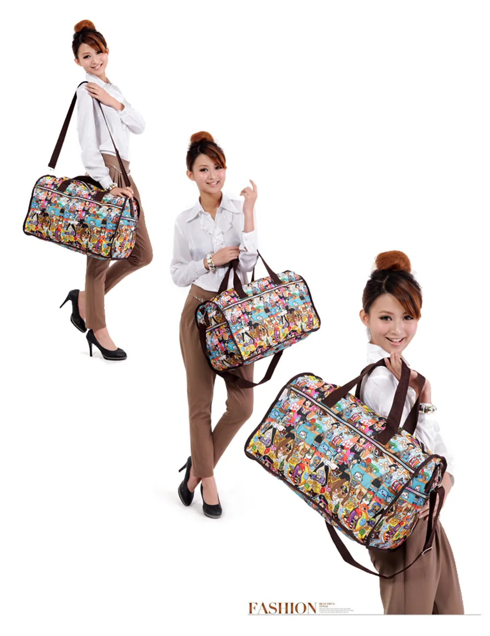 Известный бренд большой емкости водонепроницаемый складной Цветочный нейлон