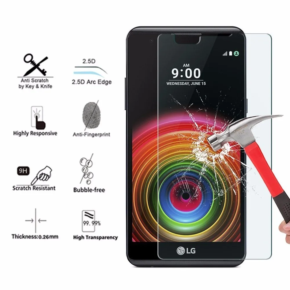 Защитное закаленное стекло 2.5D с закругленными краями для LG X Power 2 3 Защита экрана x