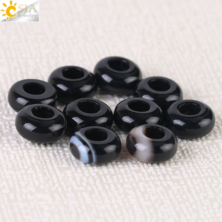 Black Veins Agate CSJA высококачественные натуральные камни бусины с большим отверстием 12 мм круглые бусины для изготовления ювелирных изделий подходящие ожерелья браслеты F422 - Цвет: Black Veins Agate