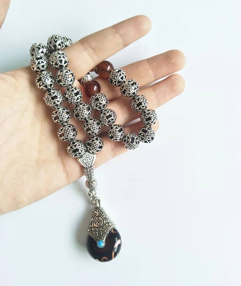 Магазин Tesbih 10 мм посеребренные молитвенные Бусы Tasbih Tasbeeh Subha Misbaha исламский