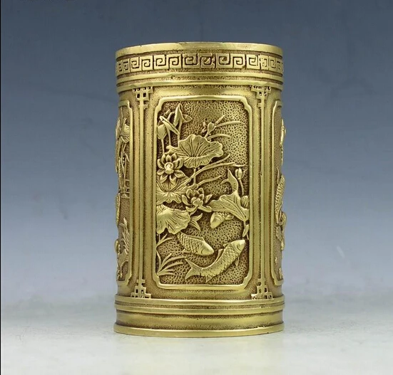 SCY 426+++The copper ornaments lotus fish pen the "scholar's four jewels" bronze handicrafts | Дом и сад