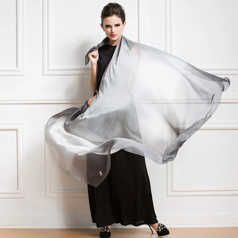 Женщин Шелковицы Шелковый Шарф бандана Весна Осень Женский Подлинная Длинный