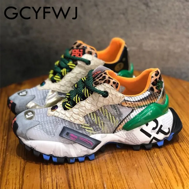 GCYFWJ/2019 г. Новые летние женские кроссовки дышащие сетчатые кожаные туфли