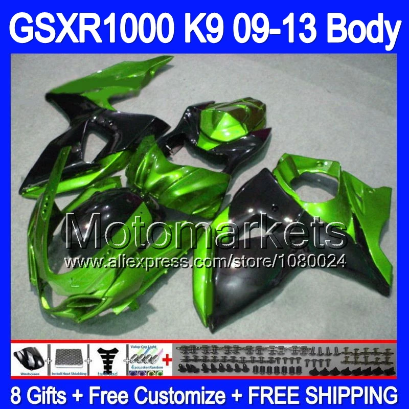 8 подарками и для SUZUKI GSX R1000 09 10 11 12 K9 GSXR 1000 2009 2010 2011 2012 K431010 GSXR1000 зеленый черный
