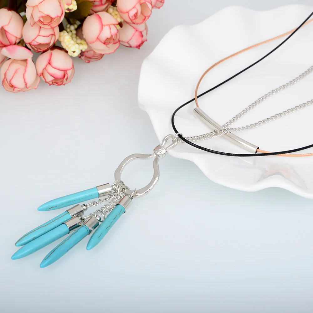 Богемное ожерелье с подвеской и кисточкой длинное многослойное для женщин