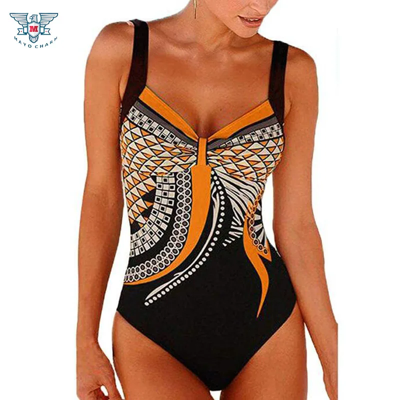 Женский купальный костюм с винтажным принтом Maillot De Bain подкладкой 2019|Комбинезоны|