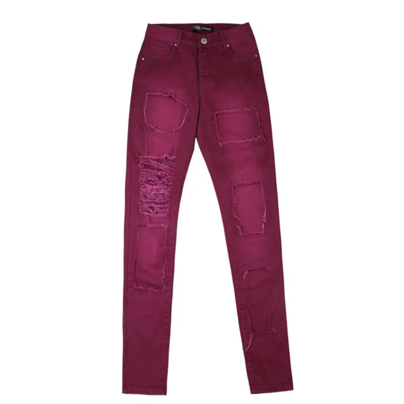 

Sexy Hot Jeans Women Ripped Hole Jeans Patchwork Denim Pencil Pants Female Casual Stretchy Skinny Jeans Trousers