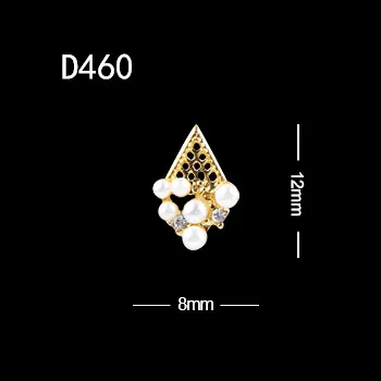 10pcs D460 10 шт./лот 3d кристаллы стразы жемчужные треугольные полукруглые длинные полосы овальные сплава украшения для ногтей - Цвет: 10pcs D460