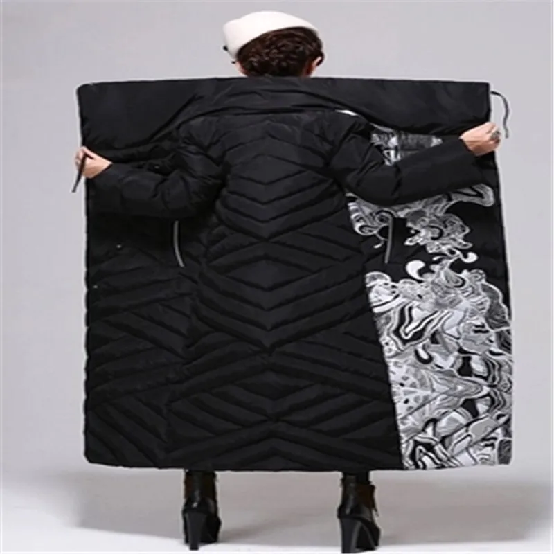 90% White Duck Down Parka New High Quality Winter Womens Down Coats Embroidery Female Overcoats Patchwork Lady Outerwear Mujer