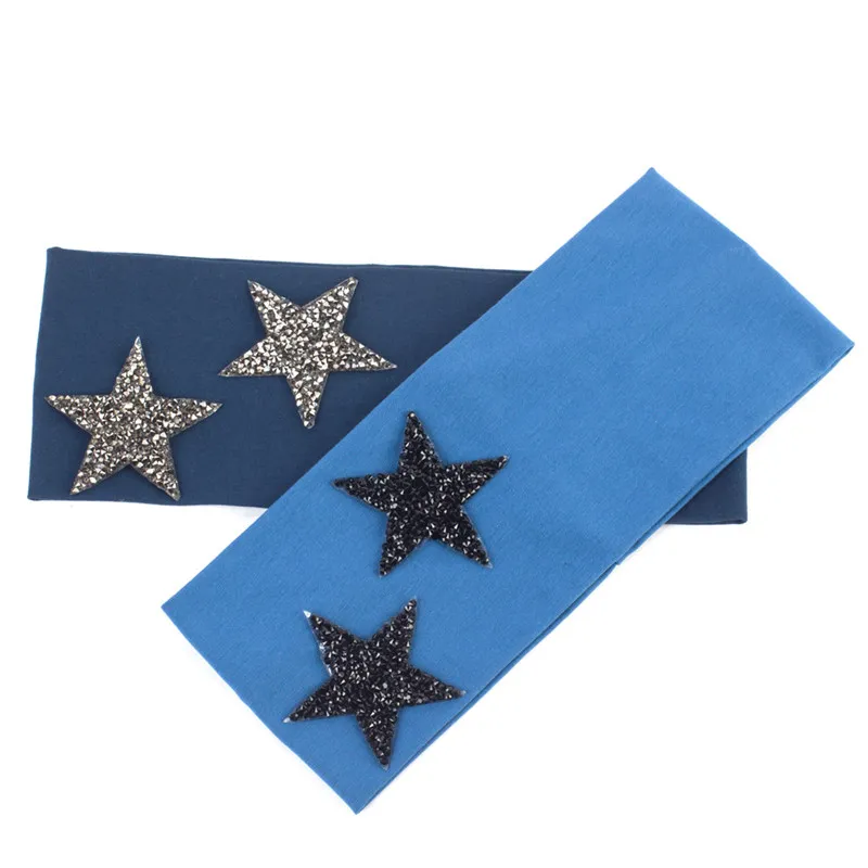 Women's Star Headband Summer Fashion Metallic Color Stars Cotton Headbands for Ladies Elastic Stretch Hair Turban Head Band |