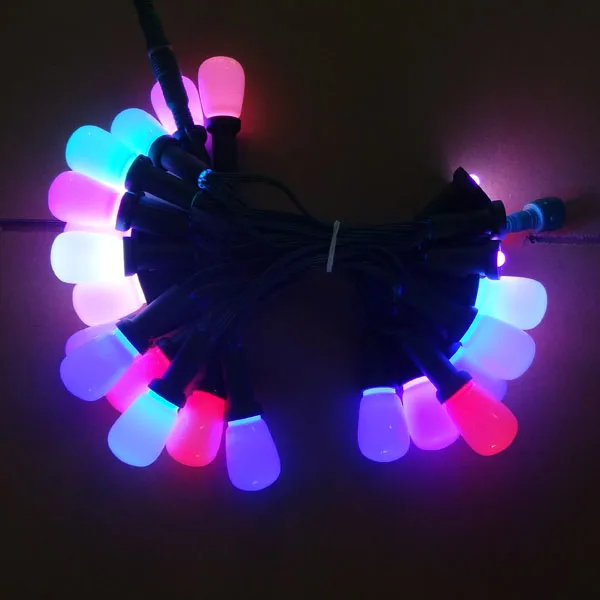 50 шт./компл. RGB G27 12V WS2811 Светодиодная Пиксельная светящаяся гирлянда; полноцветные Рождественские огни; молочный G27 крышка; Зеленая проволока; водонепроницаемый IP68