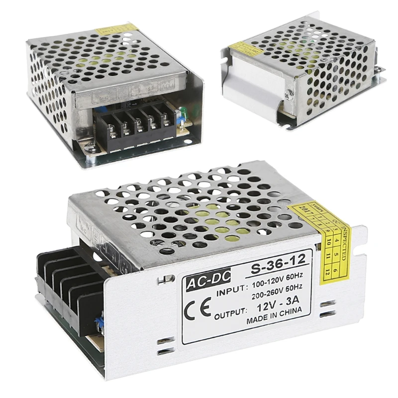 AC 100 260V к DC 12V 3A 36W переключатель питания Драйвер адаптер светодиодные полосы