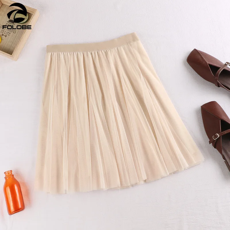 FOLOBE/плиссированная мини юбка из фатина новинка 2020 модная черная коричневая