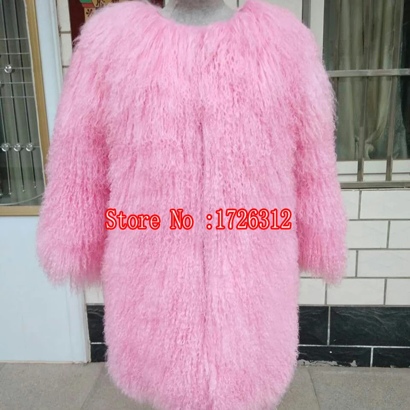 Women real mongolian sheep fur coat hooded o-neck medium long beach wool outerwear winter sheepskin overcoat female | Женская одежда