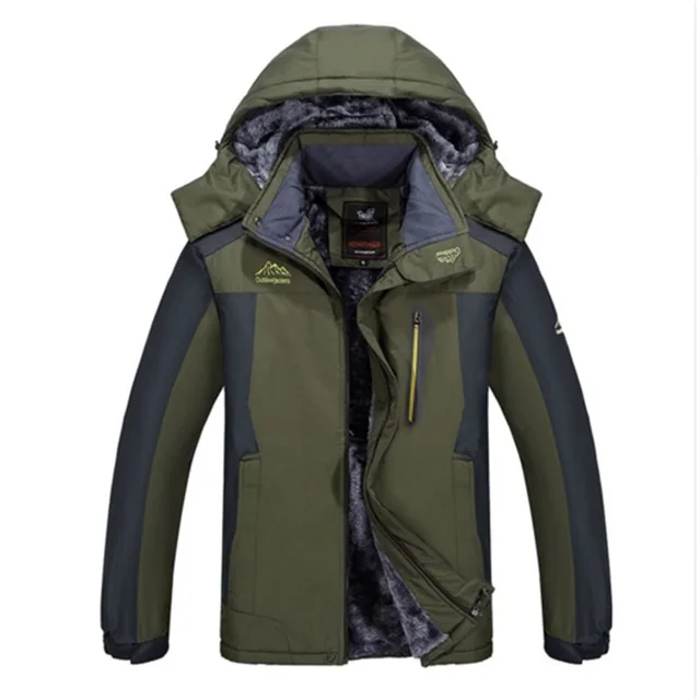 9XL 8XL Зимняя Толстая стеганая парка мужская куртка, пальто русская стеганая с бархатом Повседневная теплая ветровка от снега пальто мужские куртки - Цвет: Beige