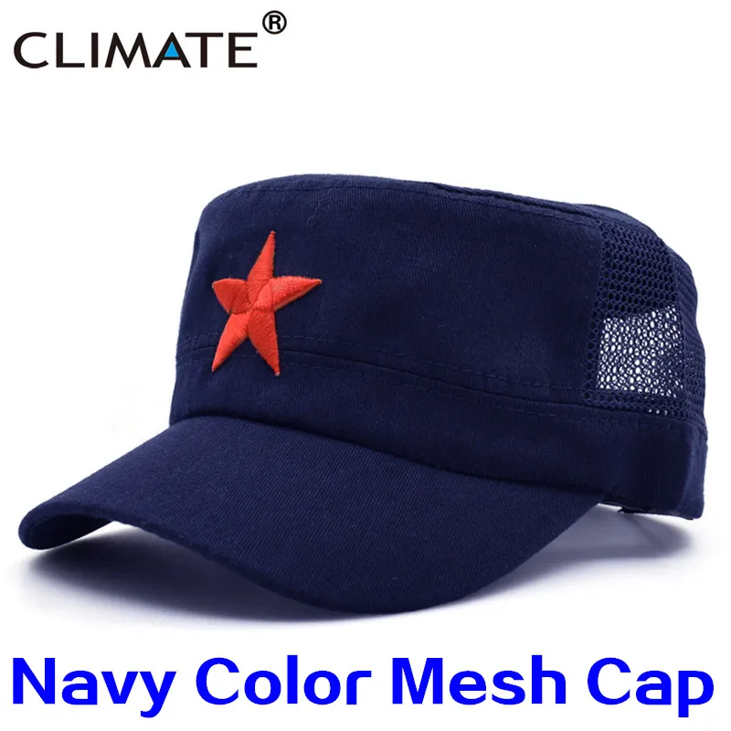 Navy Mesh Климат Коммунистическая Кепка s шапки Мужские красные Звездные армейские кепки вечерние мужские международные команды плоский верх крутая армейская Военная Кепка s Man - Цвет: Navy Mesh
