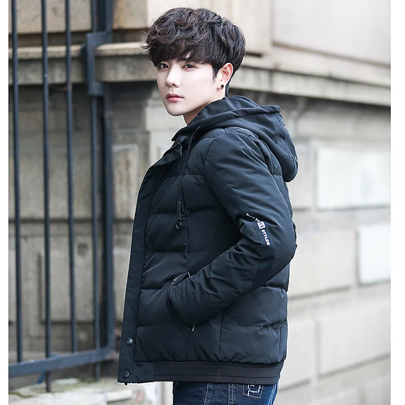 Мужская куртка с карманами Зимняя парка однотонная толстовка капюшоном мужские