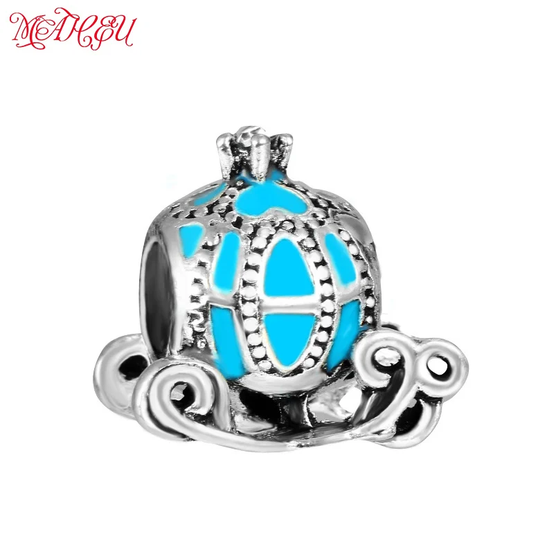 European 6colors Cinderella's Enamel Pumpkin Sled Car Charm Beads Fit DIY Original Pan Bracelet Necklace Jewelry For Women Gift |