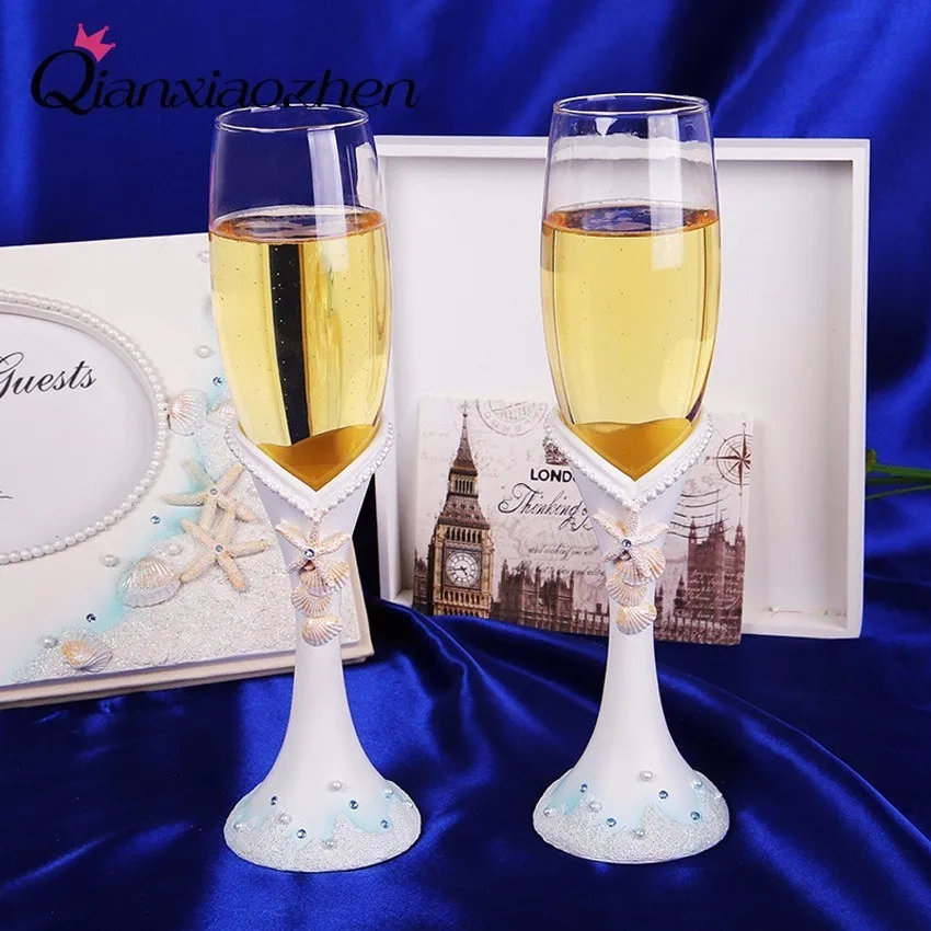 

Qianxiaozhen Starfish Wedding Toasting Flutes Wedding Glasses For Champagne Starfish Champagne Flute Wedding Decoration Supplies