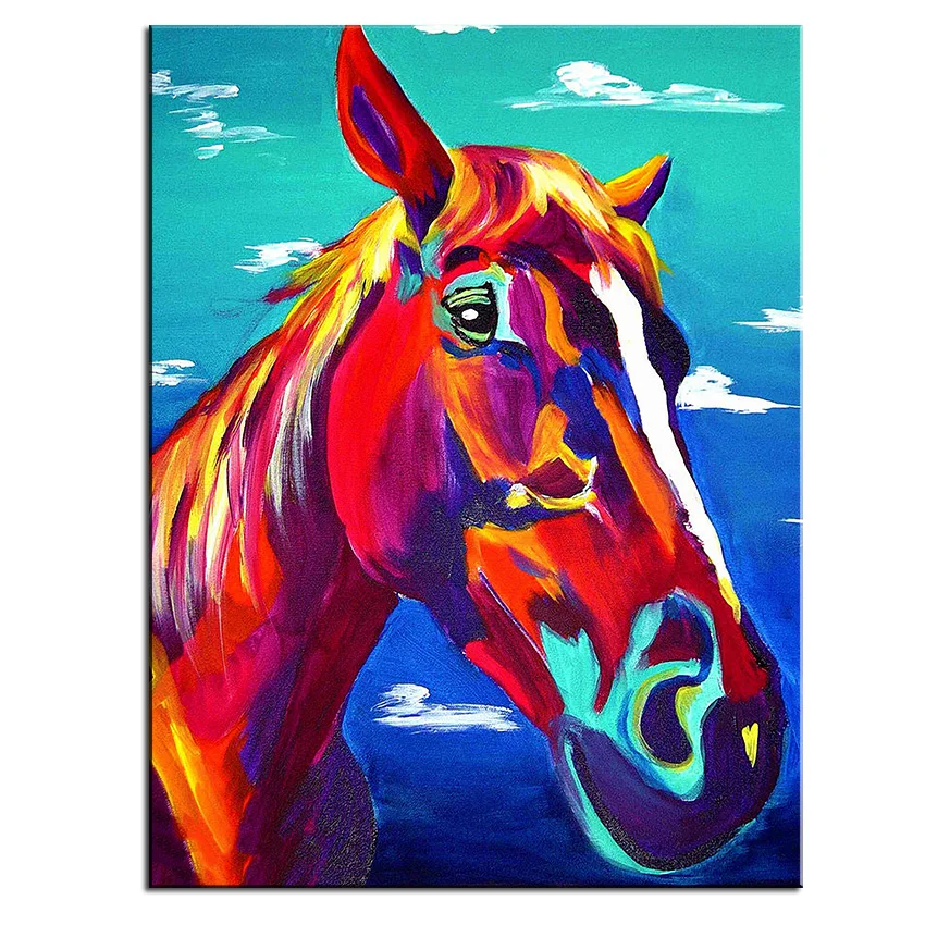 Большой размер картина маслом настенная живопись лошадь Кэннон домашнее