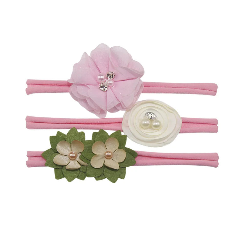 3 шт. ободки для девочек эластичные цветочные жемчужные детские украшения волос