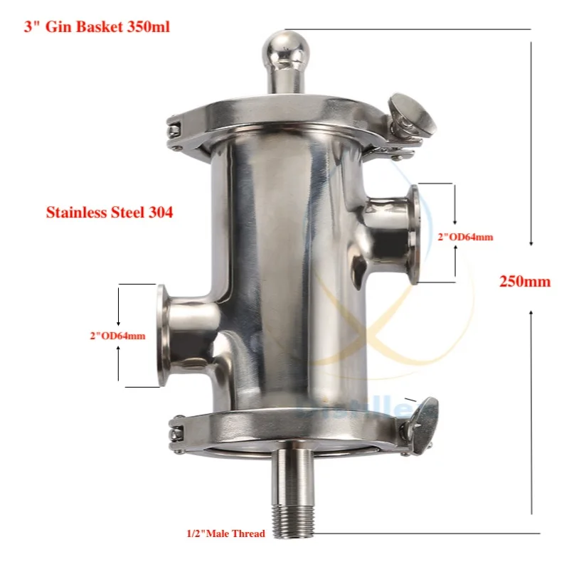 Tri - clamp 3"(OD91mm) Gin Basket , Aroma Basket volume 350ml. Home distillation. Distillex.