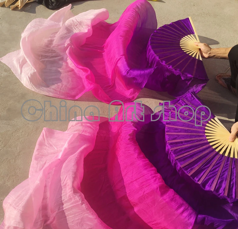 

(2 fans) 1 pairs of left + right 100% silk belly dance fan of the veil of purple white (1.5 2.0m M1.8m) shipping freedom